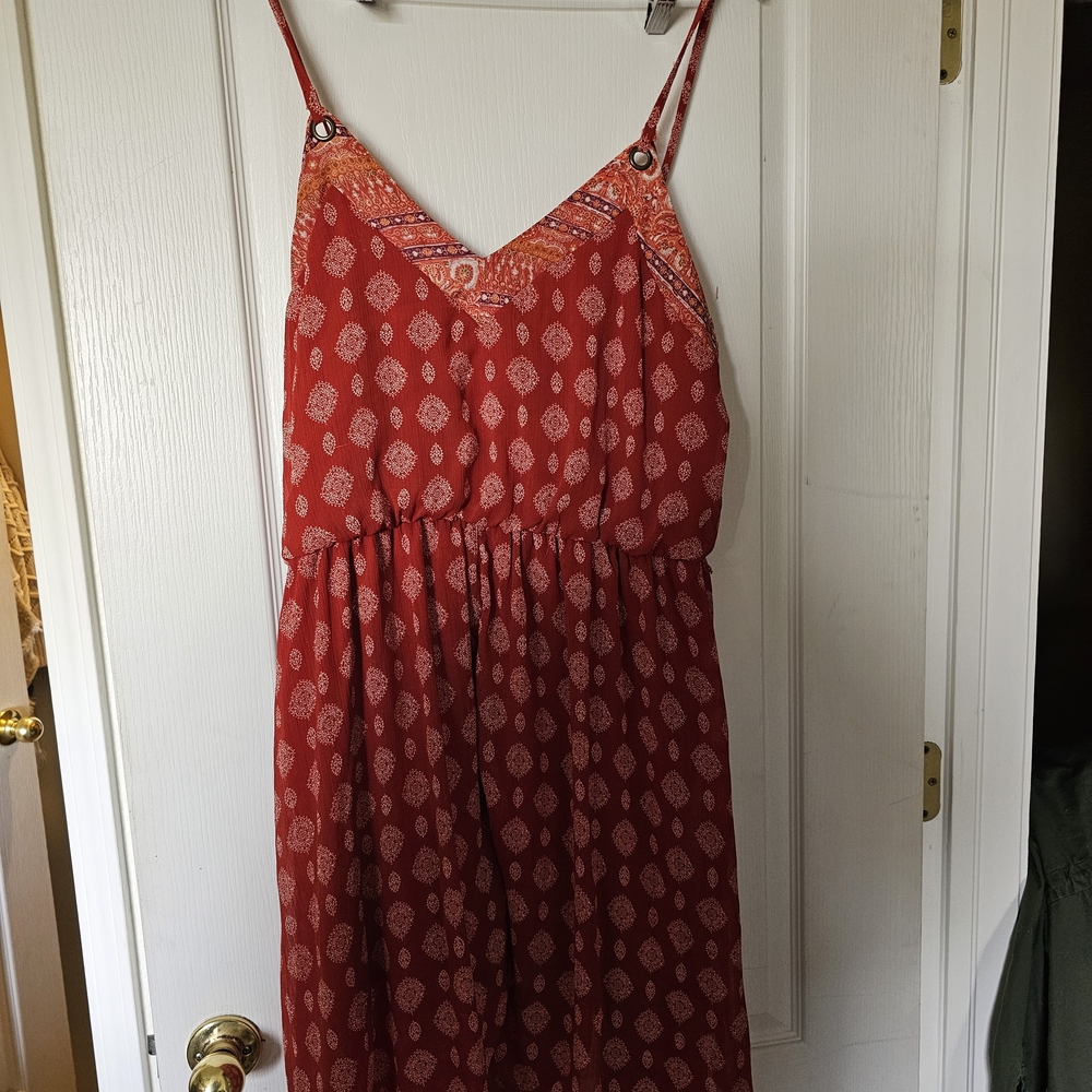 Xhilaration Red and Orange Patterned Dress